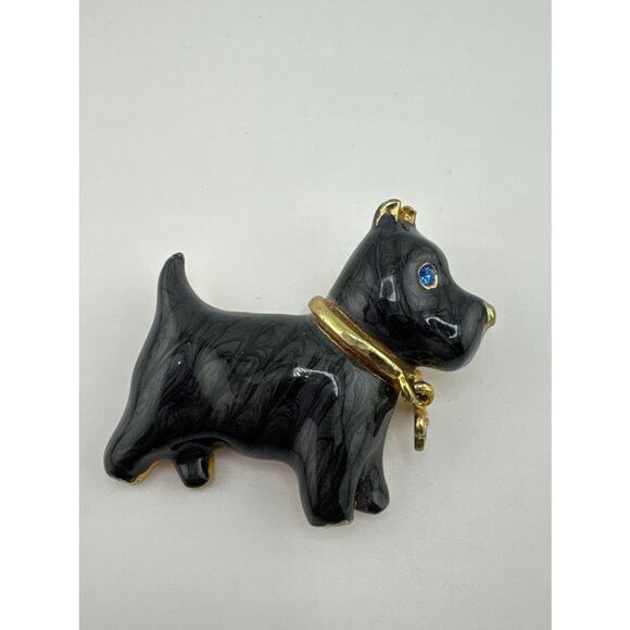 Vintage Scottish Terrier Black Enamel Brooch signed AAI - Picture 1 of 4